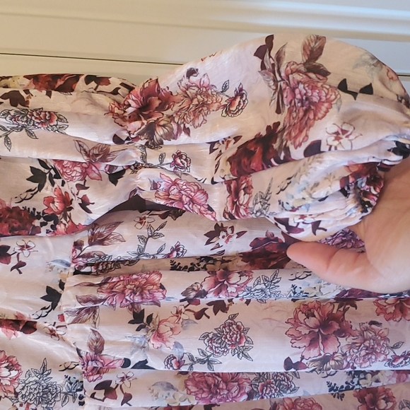 NWT Floral-Print Square Neck Long Ballon Sleeves Mini Dress sz Small - Picture 5 of 7